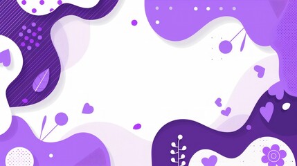 Obraz premium Abstract Purple Floral Design: A Lavish White Background with Fluid Shapes and Delicate Elements