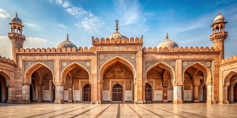 Fototapeta premium Ancient stone mosque with intricate arches and ornate tile work , arches, stone, arches