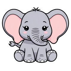 Naklejka premium cute kawaii elephant on a transparent background