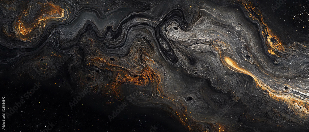 Poster fractal glass textures creating cosmic patterns with a vast black background