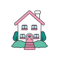 cute kawaii house on a transparent background