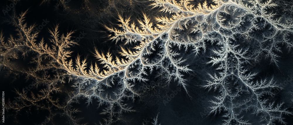 Aufkleber Intricate fractal glass overlay with snowflake patterns on a dark background