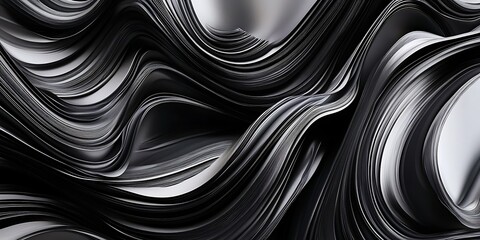 Fototapeta premium Abstract grayscale flowing waves, dynamic background, design element