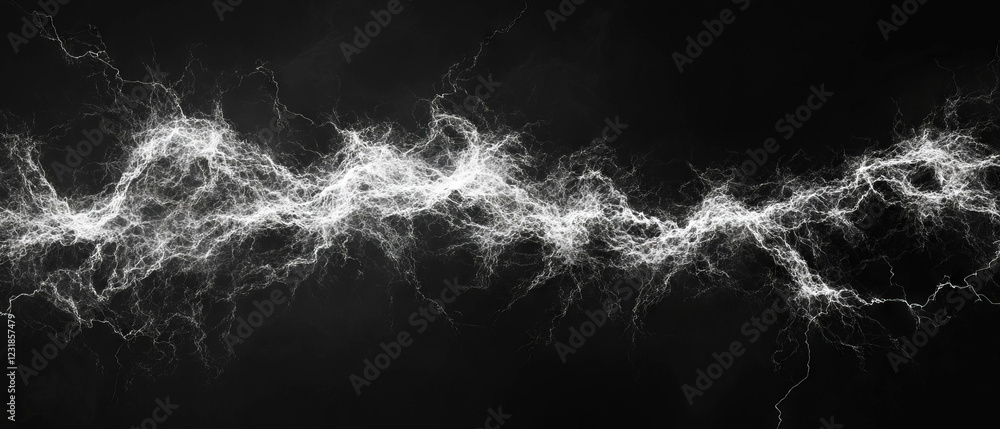 Poster fractal glass texture featuring dynamic lightning bolt patterns on a black background