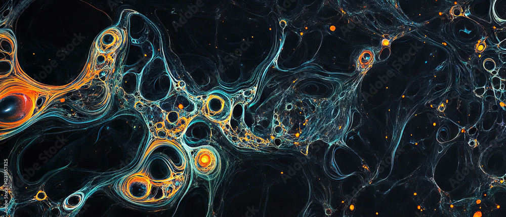 Poster fractal glass texture with intricate microscopic patterns on a dark backdrop