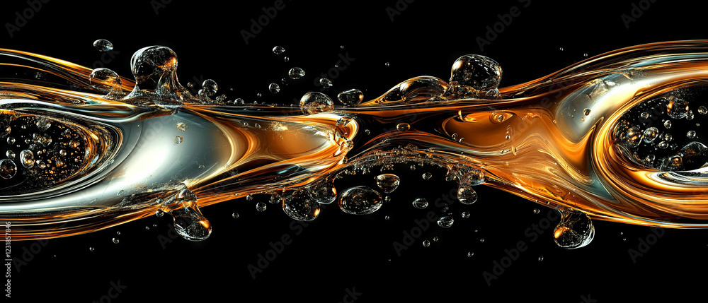 Poster fractal glass overlay with water droplet patterns on black background creating a smooth texture
