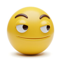 Fototapeta premium Playful and Whimsical Smiley Emoji with Raised Eyebrows and Chee