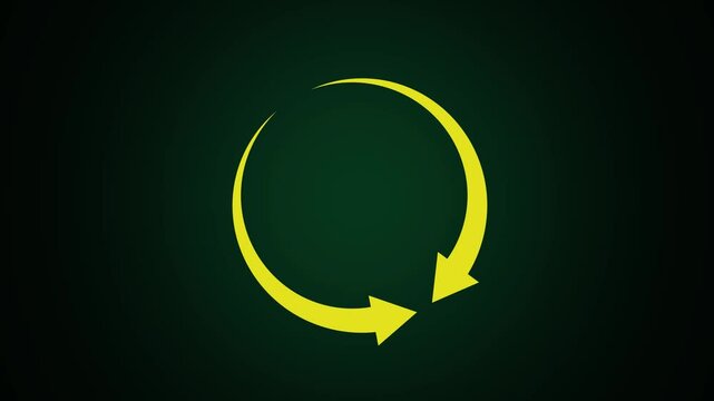 Refresh button icon animation. circle arrow icon set, reload, rotation on green background in yellow color. 4k animation.