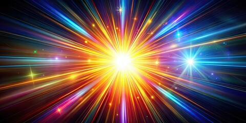 Fototapeta premium Exploding sun, cosmic rays burst, vibrant solar abstract art PNG.