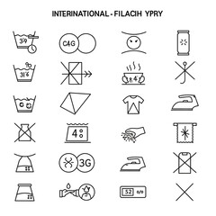 Comprehensive Set of International Care Symbols for Textile and