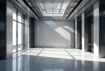 Fototapeta premium Modern Spacious Room With Large Windows And Marble Floor