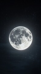 Fototapeta premium Full moon illuminating the night sky, creating a mesmerizing celestial scene with countless stars twinkling around it, evoking a sense of wonder and tranquility