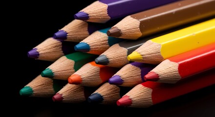 A Vibrant Row of Colored Pencils Showcases a Striking Array of Hues and Patterns, Highlighting Their Artistic Potential
