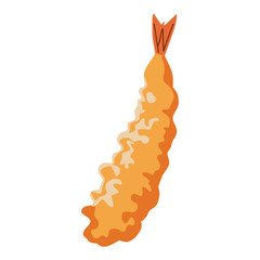 tempura fried shrimp traditional food meal snack flat color vector illustration template design