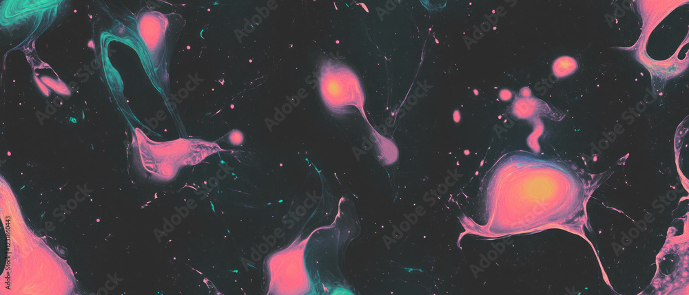 Poster exploration of abstract fractal textures with organic forms on a dark background