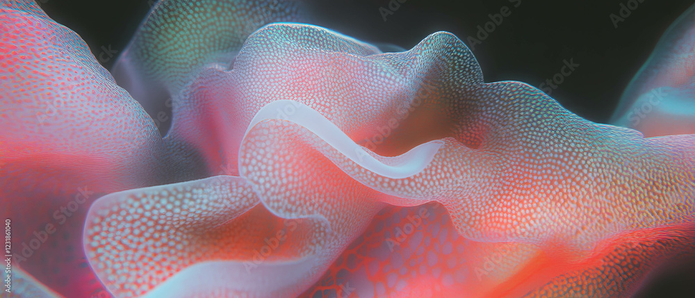 Poster exploring intricate fractal textures in a close-up view against a dark backdrop