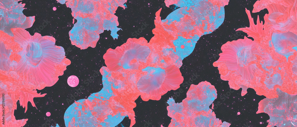 Aufkleber Cosmic fractal texture with vibrant patterns and deep space allure against a dark backdrop