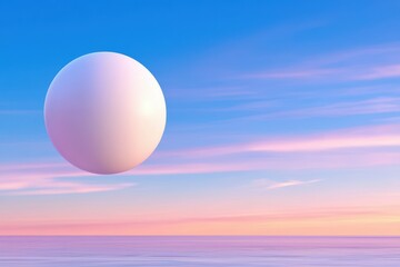 A floating sphere against a colorful sky.