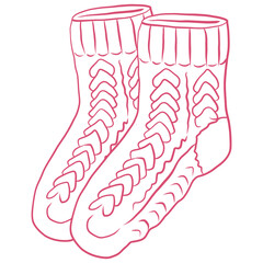 Warm and Cozy Knit Socks – Hand-Drawn Soft Homewear in Delicate Line Art, Relaxing Comfort Accessory for Cold Seasons