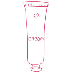Luxury Face Cream Tube – Hand-Drawn Elegant Beauty and Skincare Product, Minimalist Self-Care Essentials in Linear Vector Illustration