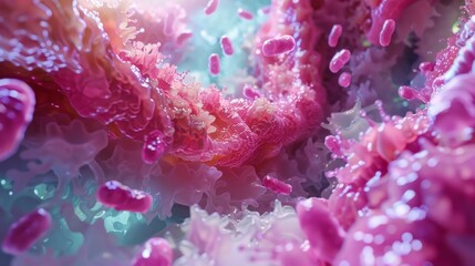 Abstract image of pink bacteria and cells. Ideal background for medical and scientific publications, presentations.