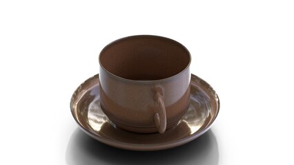 ceramic cup plate on white background