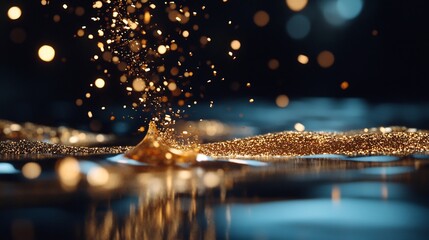 Golden Liquid Symphony: A mesmerizing dance of light and liquid gold