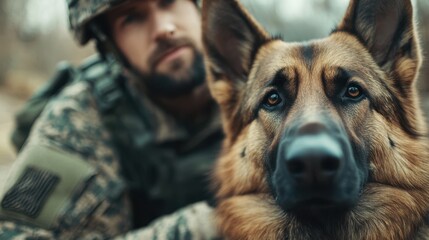 Military partnership shining through a strong bond between handler and dog
