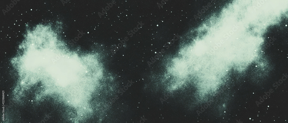 Poster geometric dust patterns with a clear center on a textured black background