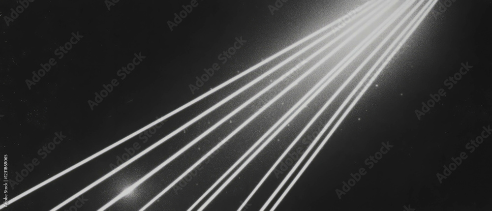 Poster geometric light shapes in a structured retro design against a black background