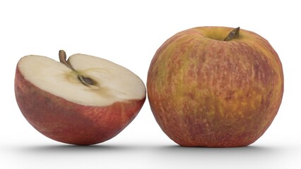apple and Sliced ​​apple on white background