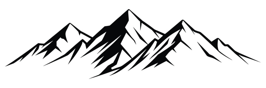 Silhouette mountain range isolated on white background, vector design