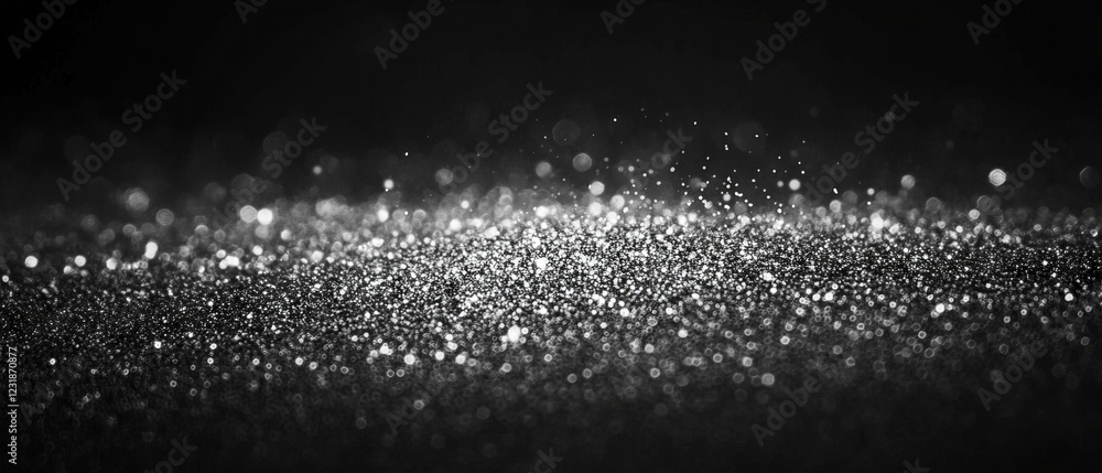 Aufkleber glittering overlay texture with blurred particles and soft focus on a black background