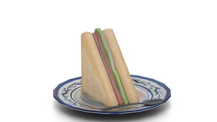 piece of pastry cake on plate and spoon