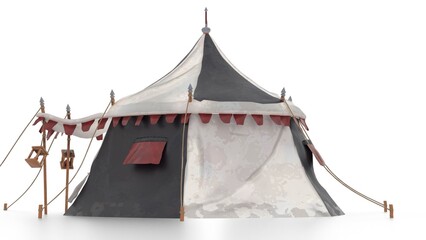 medieval tent on white background