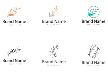 Naklejka premium Botanical logo design plant ornament nature plant icon flower leaf line model