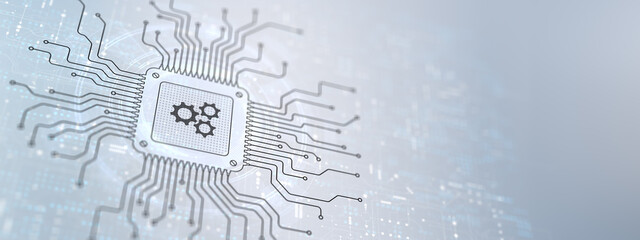 Gears Representing Automation Illustrated on a Processor.