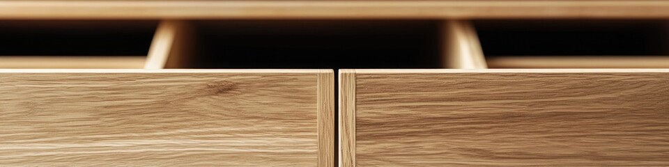 Naklejka premium A detailed shot of a wooden drawer's interior and hardware, suitable for decorating or DIY projects