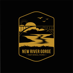 Line art New River Gorge National Park emblem patch logo illustration