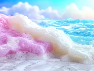 Fototapeta premium Colorful foamy textures resembling desserts.