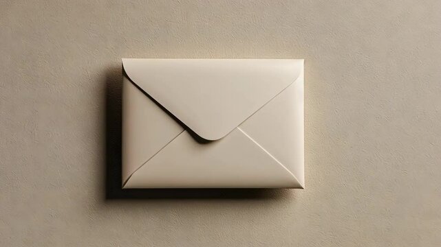 Simple closed envelope resting on a flat surface in a neutral color setting