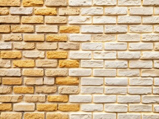 Obraz premium Rustic cream and white brick wall, stone floor; aged brickwork texture.