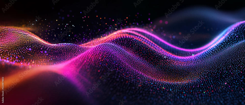 Poster glittery overlay texture features particles forming dynamic linear patterns on black surface