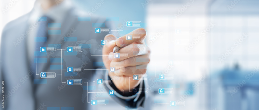 Poster blockchain security frameworks for digital data protection.