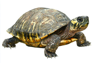 Obraz premium Striped and patterned turtle shell, detailed illustration.