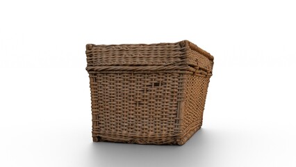 wicker crate on white background