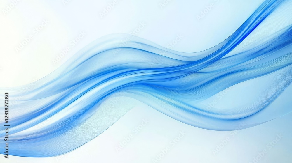 Poster smooth blue light streaks creating dynamic motion against a light background