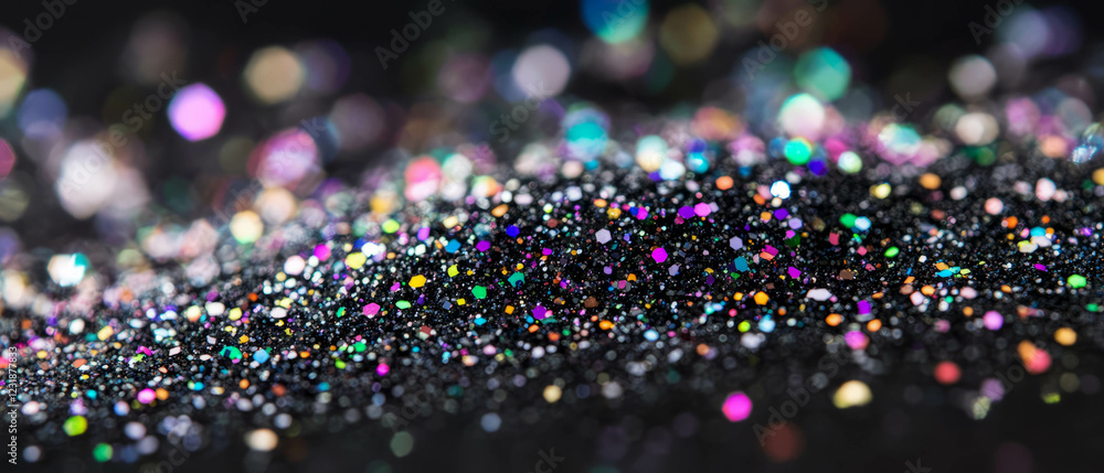 Poster glitter overlay creates shimmering texture with a subtle black background effect