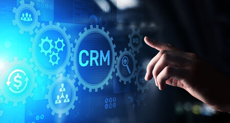CRM - Customer relationship management automation system software. Business and technology concept.