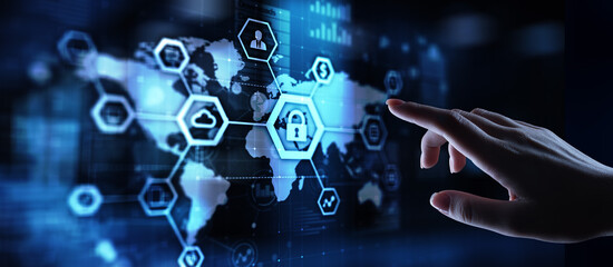 Cyber security, Information privacy, Data protection. Internet and technology concept on virtual screen.